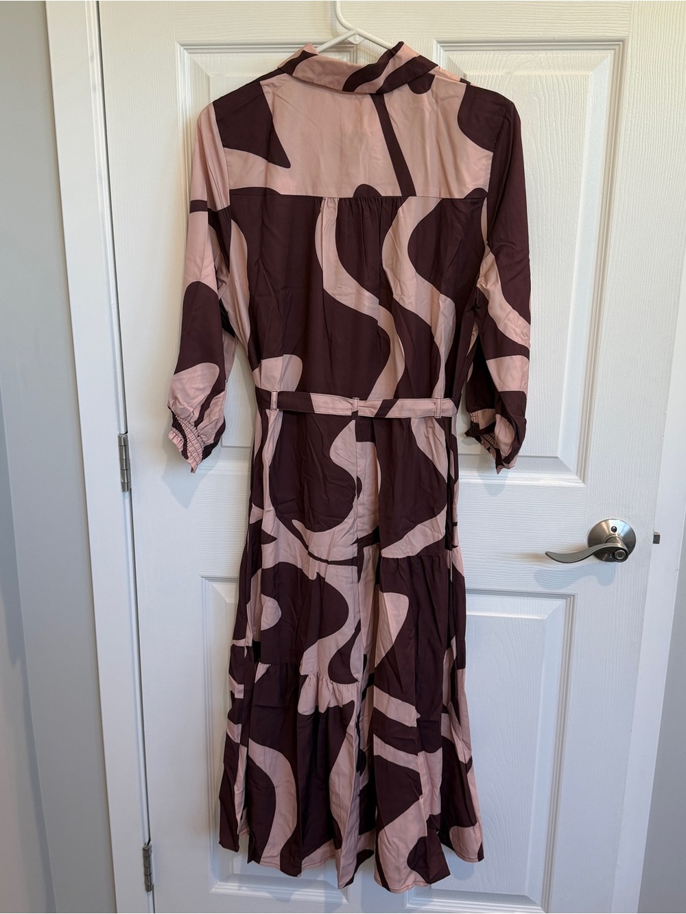 Umgee Abstract Print Belted Button-Front Midi Shirt Dress - Picture 3 of 5
